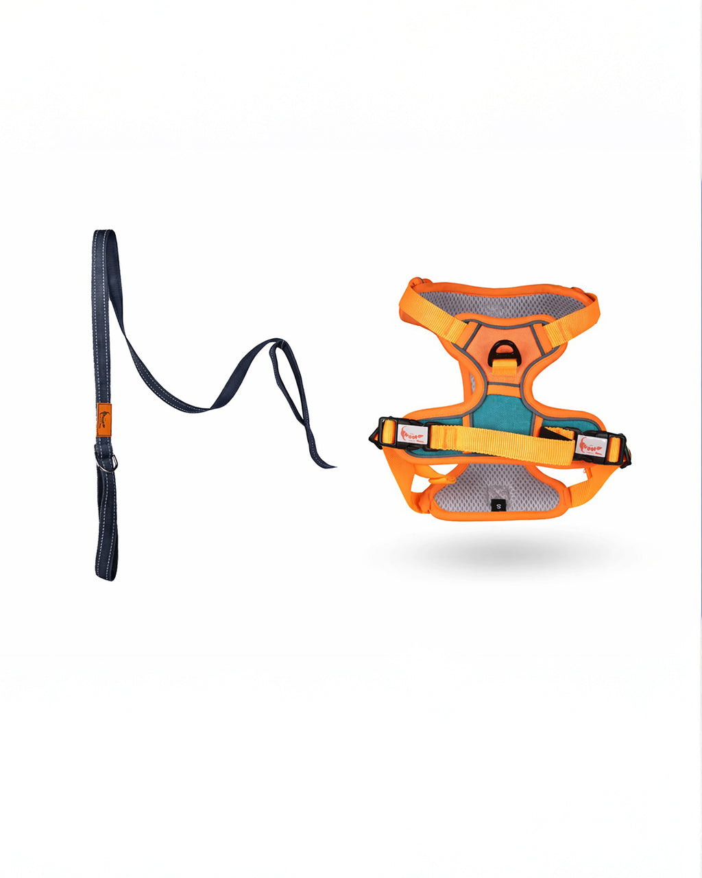 Orange Harness + Black Leash for dogs