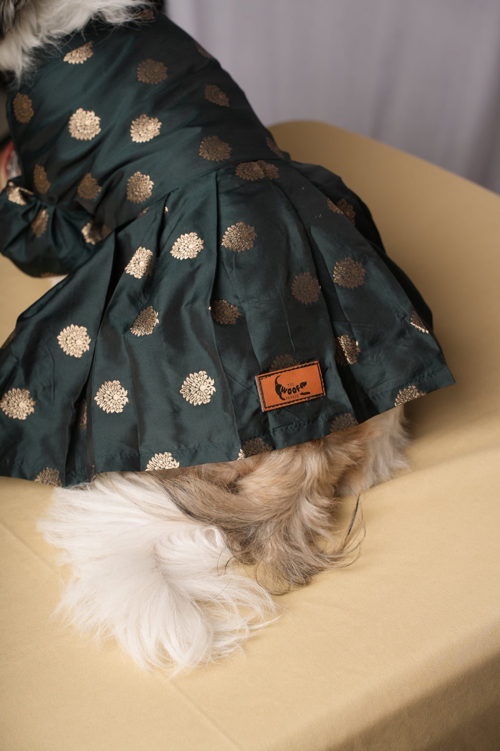 Green Banarasi Frock for Dogs & Cats