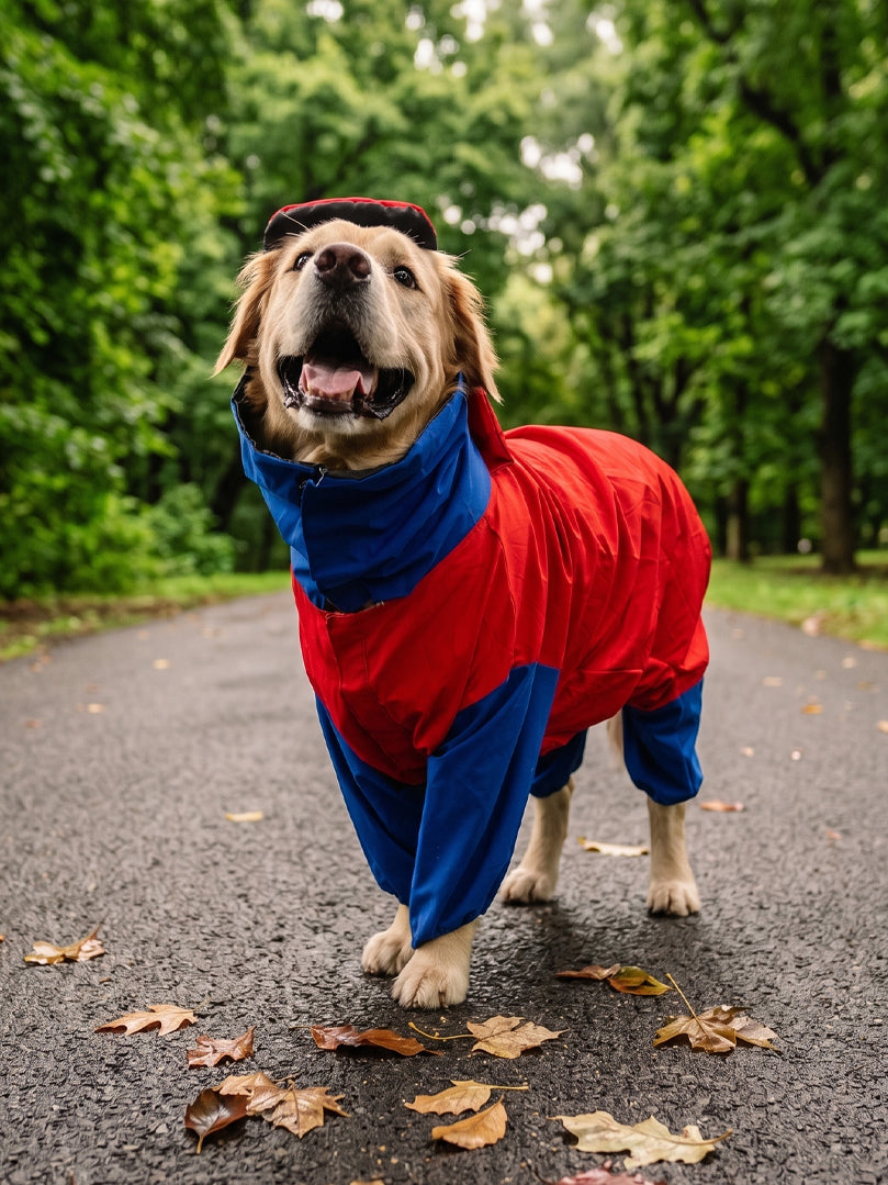 Red Blue Raincoat for Dogs