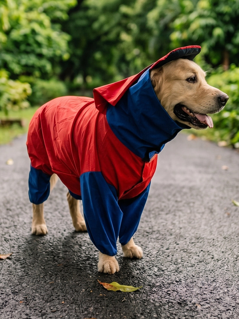 Red Blue Raincoat for Dogs