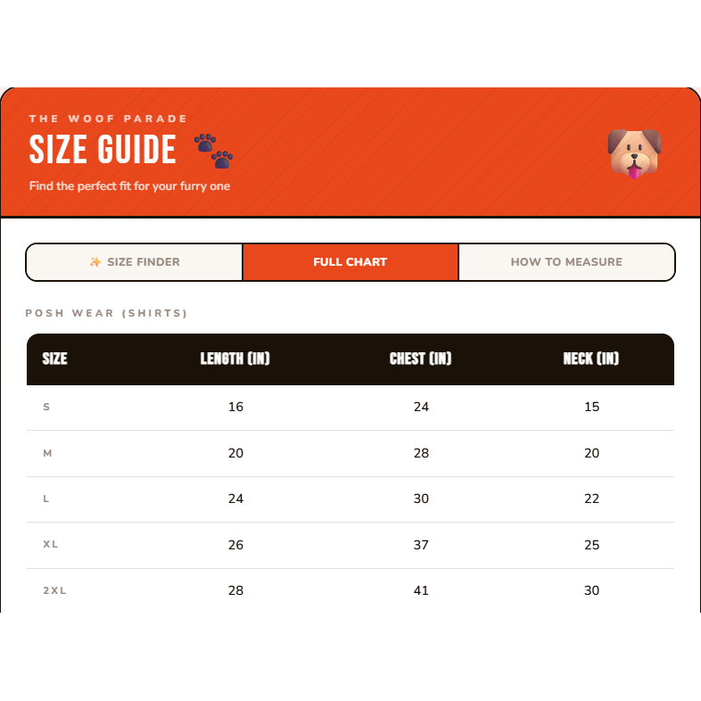 Blue Meadow Cotton Shirt size chart