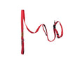 Red double handle reflective dog leash with dual padded handles and a strong metal clasp from The Woof Parade.