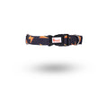Lightweight superhero-themed dog collar with a Flash print and breathable cotton for everyday walks by The Woof Parade.